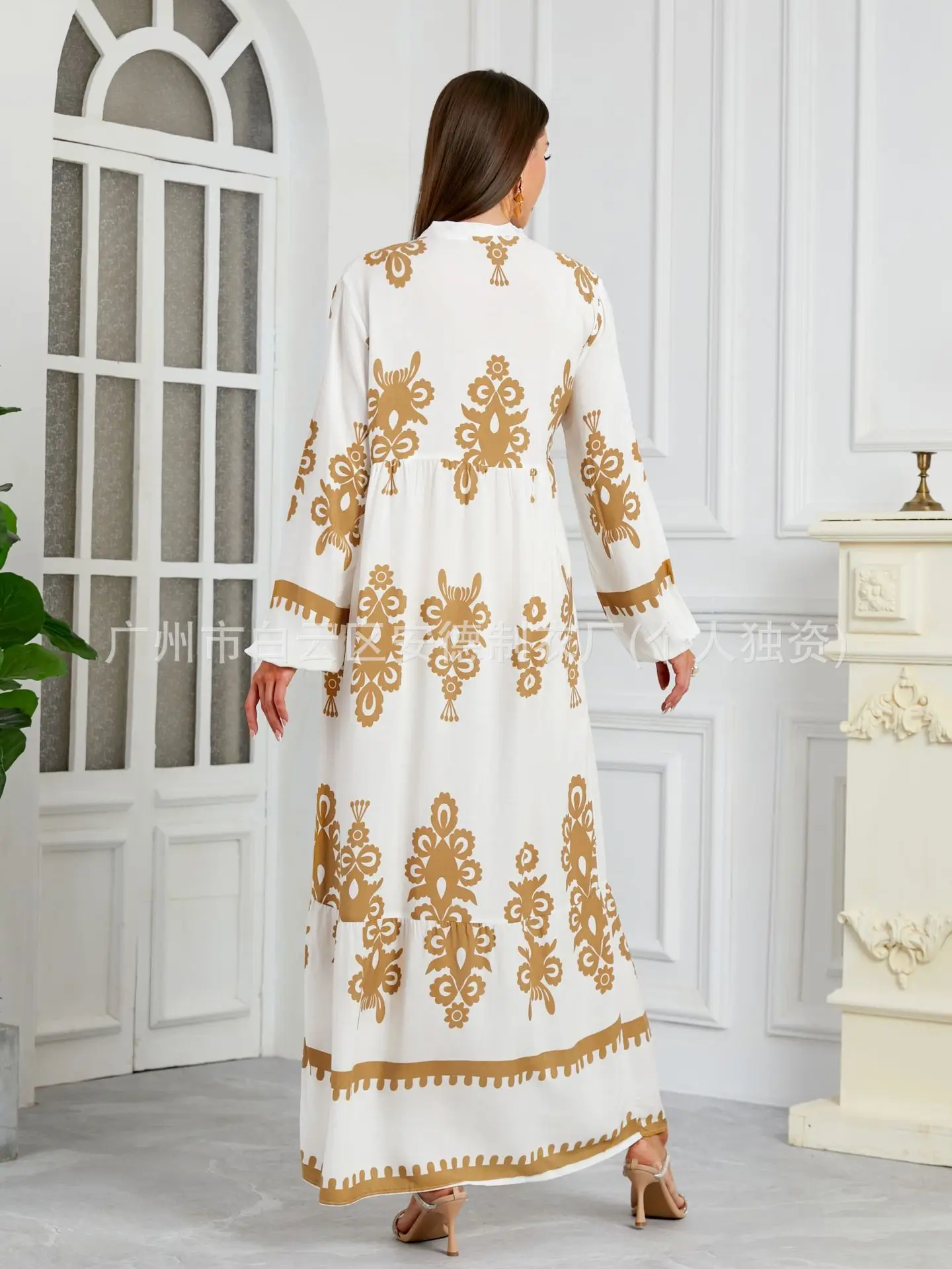 Black Musilin Robe Long Dress for Women Muslim