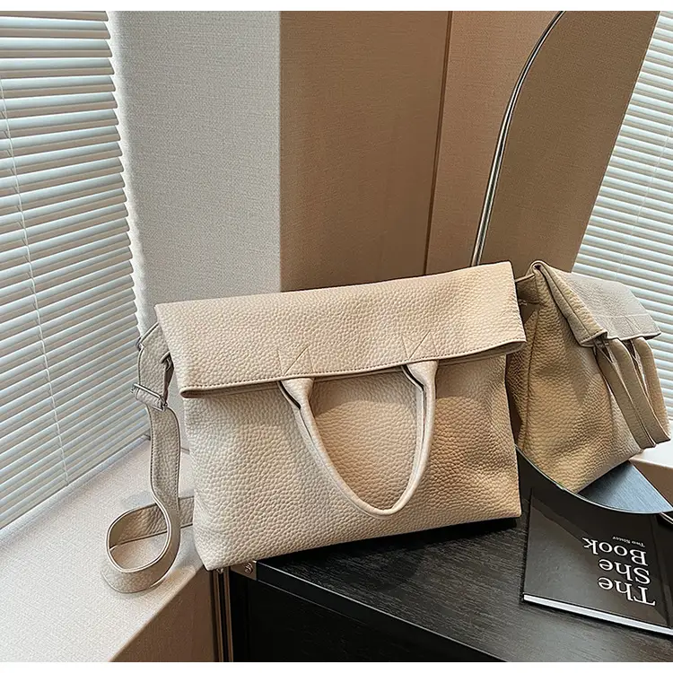 Korean Style Brown Leather Tote Bag for Women — feature 17