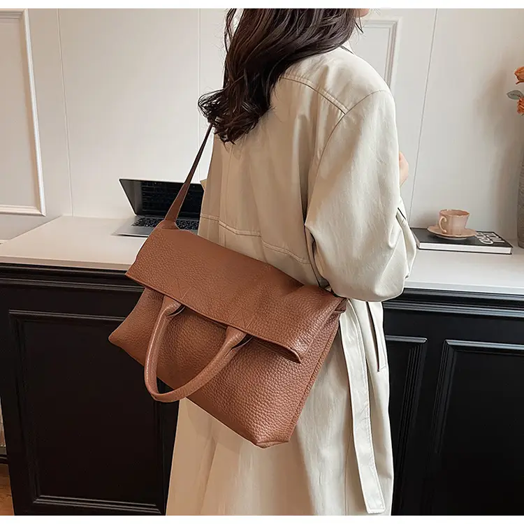 Korean Style Brown Leather Tote Bag for Women — feature 20