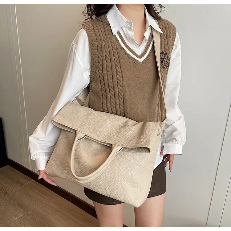 Korean Style Brown Leather Tote Bag for Women — feature 22