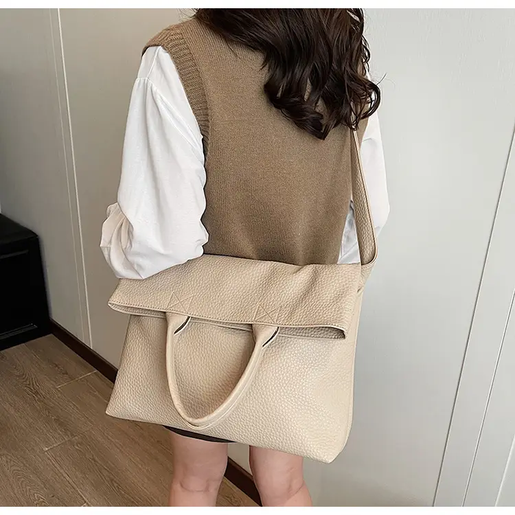 Korean Style Brown Leather Tote Bag for Women — feature 23