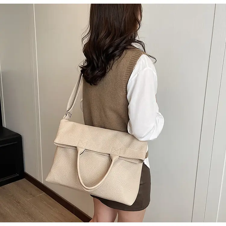 Korean Style Brown Leather Tote Bag for Women — feature 24