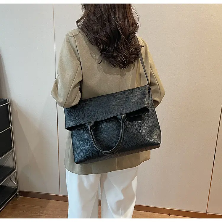 Korean Style Brown Leather Tote Bag for Women — feature 31