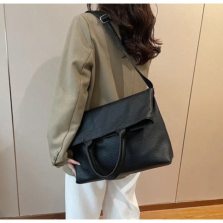 Korean Style Brown Leather Tote Bag for Women — feature 32
