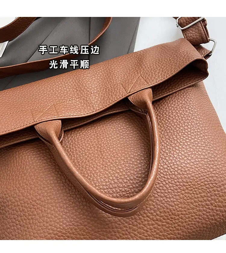Korean Style Brown Leather Tote Bag for Women — feature 8