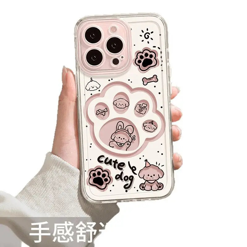 Cute Cat & Dog Paw Clear Phone Case 15 Pro - Image 5
