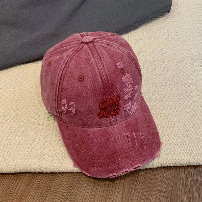 American Retro Hole Baseball Caps Women Spring Summer Washed Old All-match Cap Big Head Showface Small Hat Trendy - Image 3