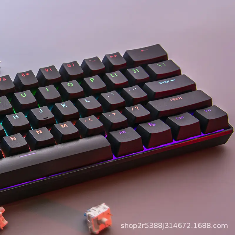 Special Wholesale Real Mechanical Keyboard Cross-Border Amazon 61 Keyboard 68 Keyboard Mixed Light Wired Green and Red Axis Game