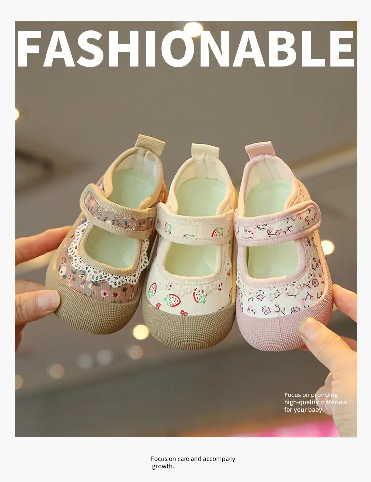 Baby Floral Canvas Shoes Square Mouth Toddler Girls — feature 1