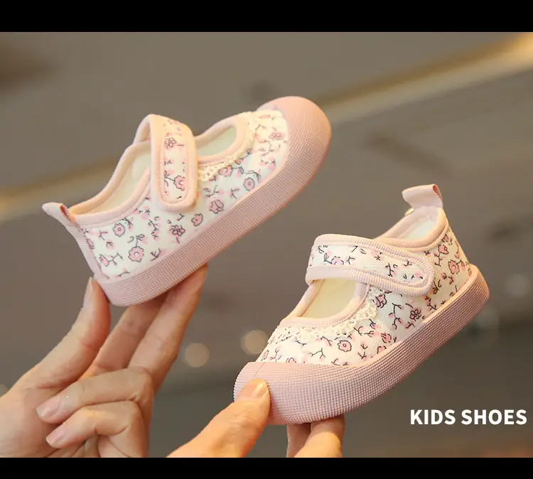 Baby Floral Canvas Shoes Square Mouth Toddler Girls — feature 15