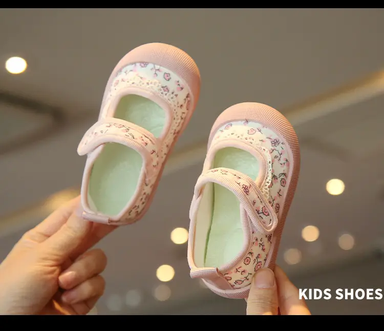 Baby Floral Canvas Shoes Square Mouth Toddler Girls — feature 17