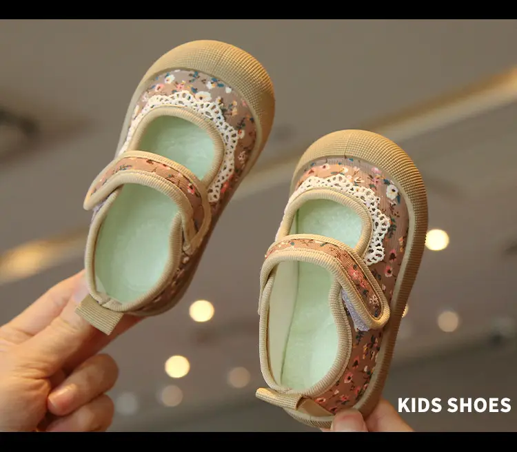 Baby Floral Canvas Shoes Square Mouth Toddler Girls — feature 19