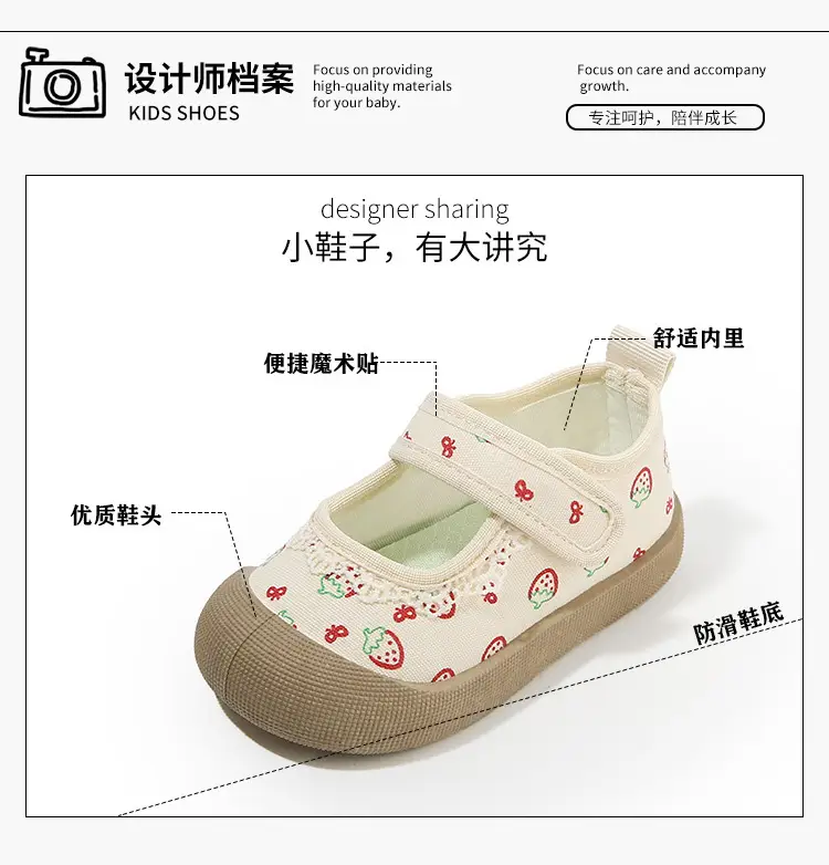 Baby Floral Canvas Shoes Square Mouth Toddler Girls — feature 2