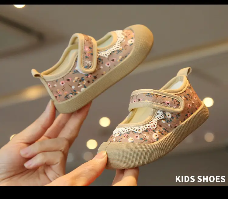 Baby Floral Canvas Shoes Square Mouth Toddler Girls — feature 20