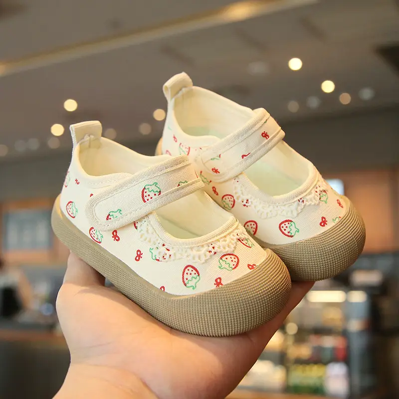Baby Floral Canvas Shoes Square Mouth Toddler Girls