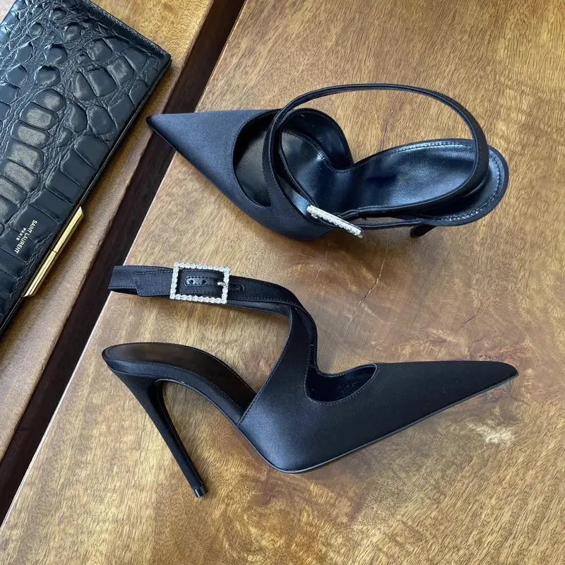 Black High Heeled French Sandals for Women Spring Summer — feature 2