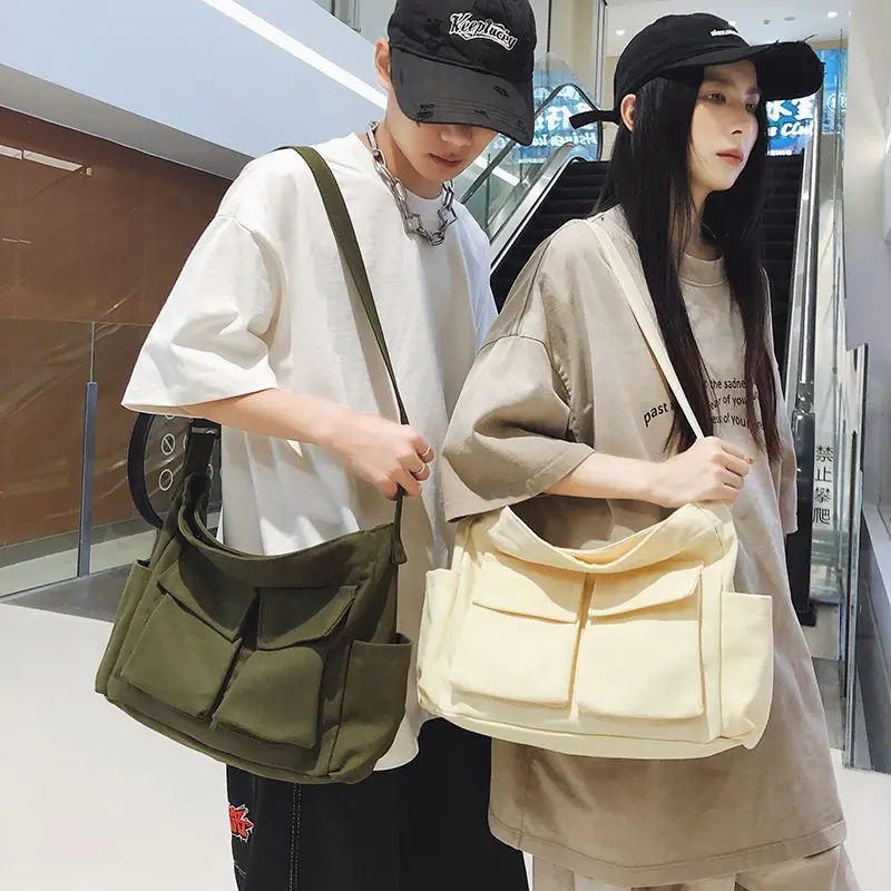 Large Canvas Tote Bag for Men Women Brown Green - Image 6