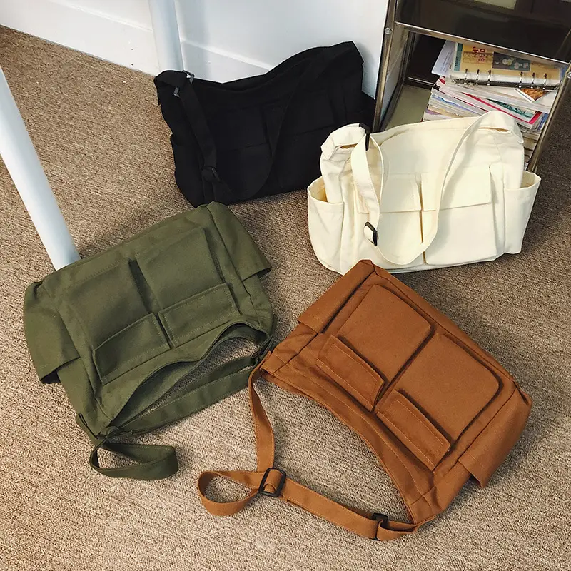 Large Canvas Tote Bag for Men Women Brown Green - Image 7