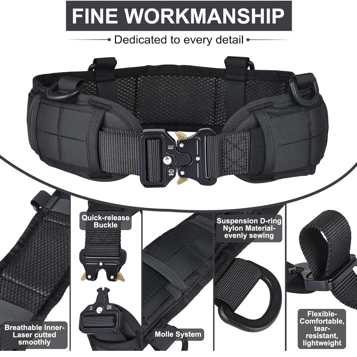 Cross Border Tactical Waist Belt Nylon Tan 10x10 — feature 2