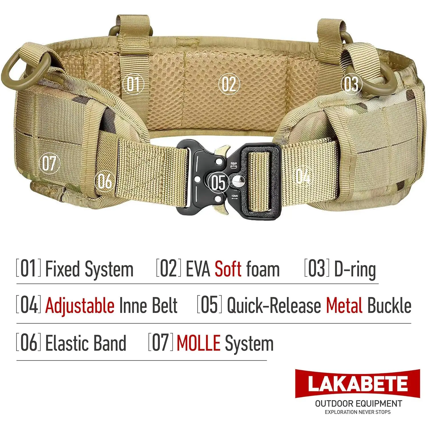 Cross Border Tactical Waist Belt Nylon Tan 10x10 — feature 6