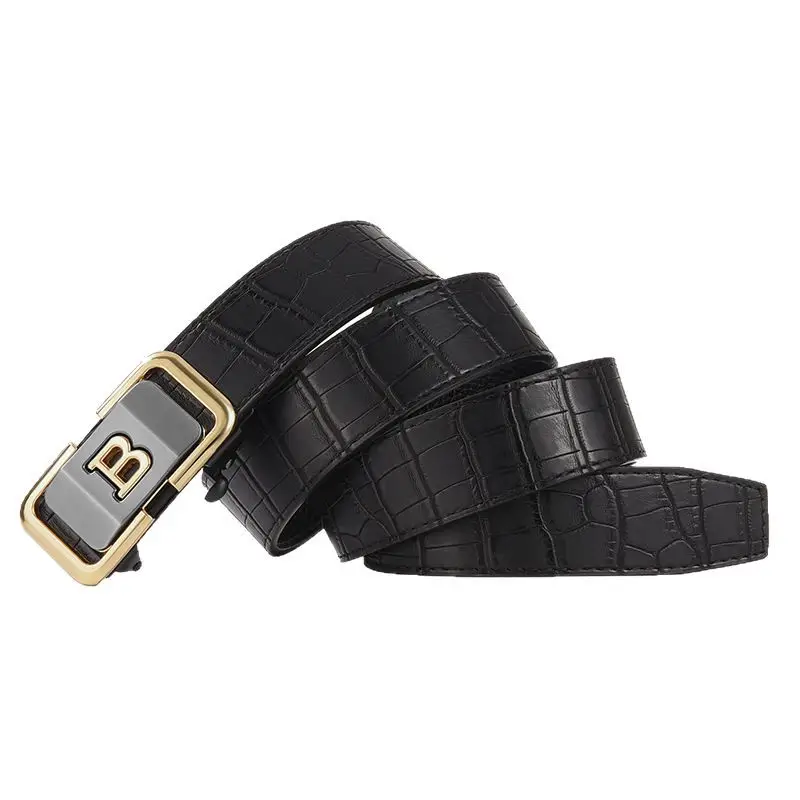 Men's Brown Croc Leather Belt with Gold Buckle - Image 7