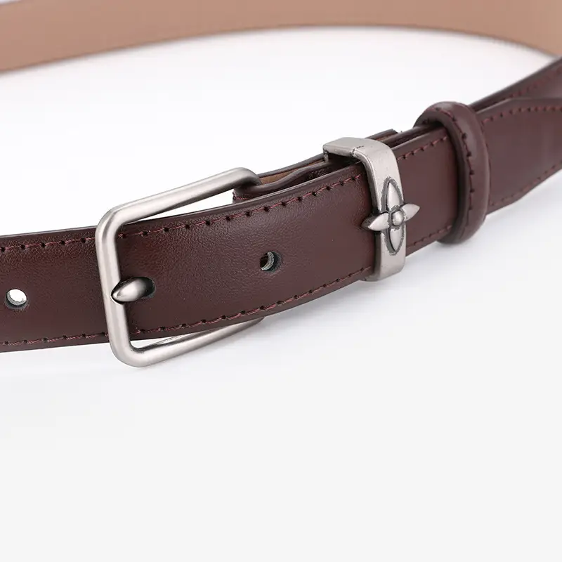 Men's Genuine Leather Belt with Pin Buckle, Beige, Young Men's New Casual - Image 8
