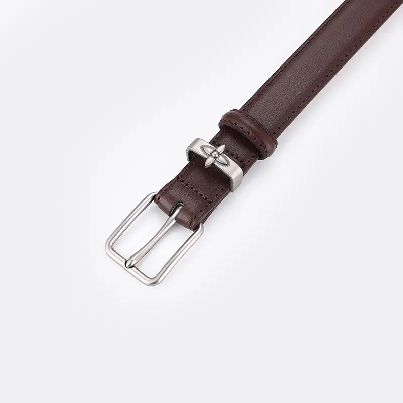 Men's Genuine Leather Belt with Pin Buckle, Beige, Young Men's New Casual - Image 9