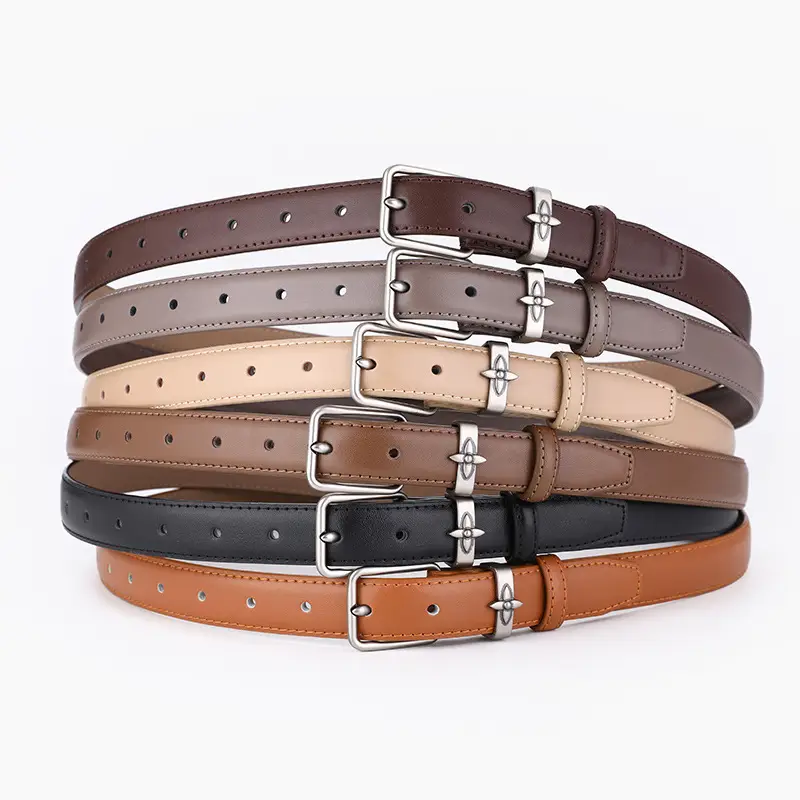 Men's Genuine Leather Belt with Pin Buckle, Beige, Young Men's New Casual - Image 10