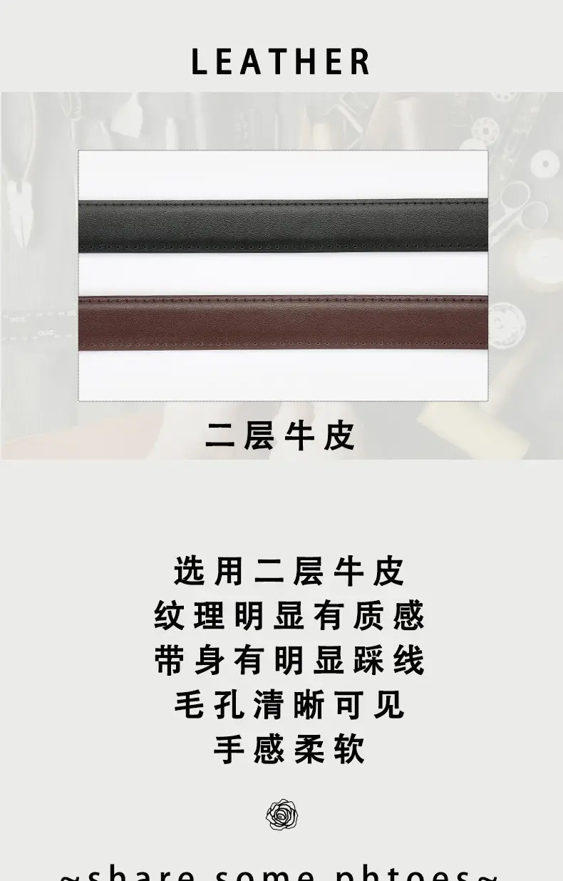 Men's Genuine Leather Belt with Pin Buckle, Beige, Young Men's New Casual — feature 3