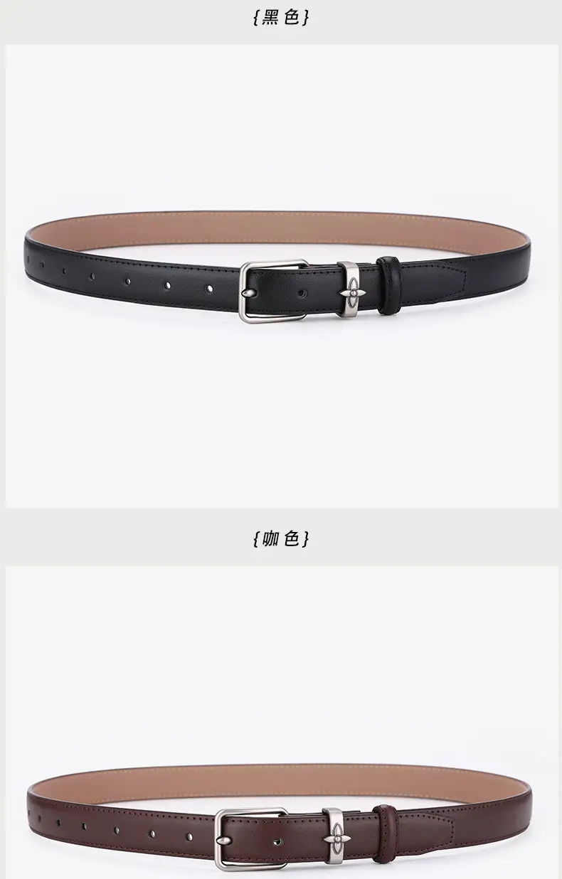 Men's Genuine Leather Belt with Pin Buckle, Beige, Young Men's New Casual — feature 8