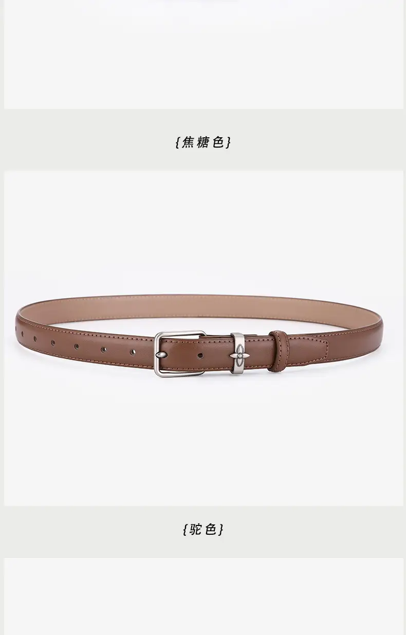 Men's Genuine Leather Belt with Pin Buckle, Beige, Young Men's New Casual — feature 9