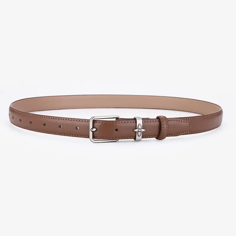 Men's Genuine Leather Belt with Pin Buckle, Beige, Young Men's New Casual - Image 2