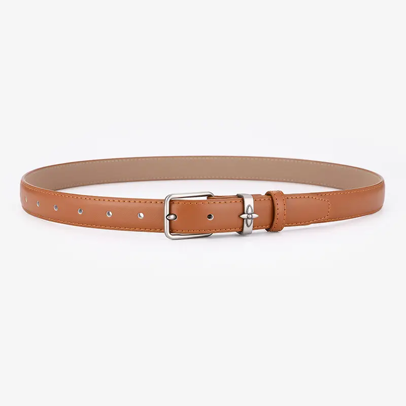 Men's Genuine Leather Belt with Pin Buckle, Beige, Young Men's New Casual - Image 3