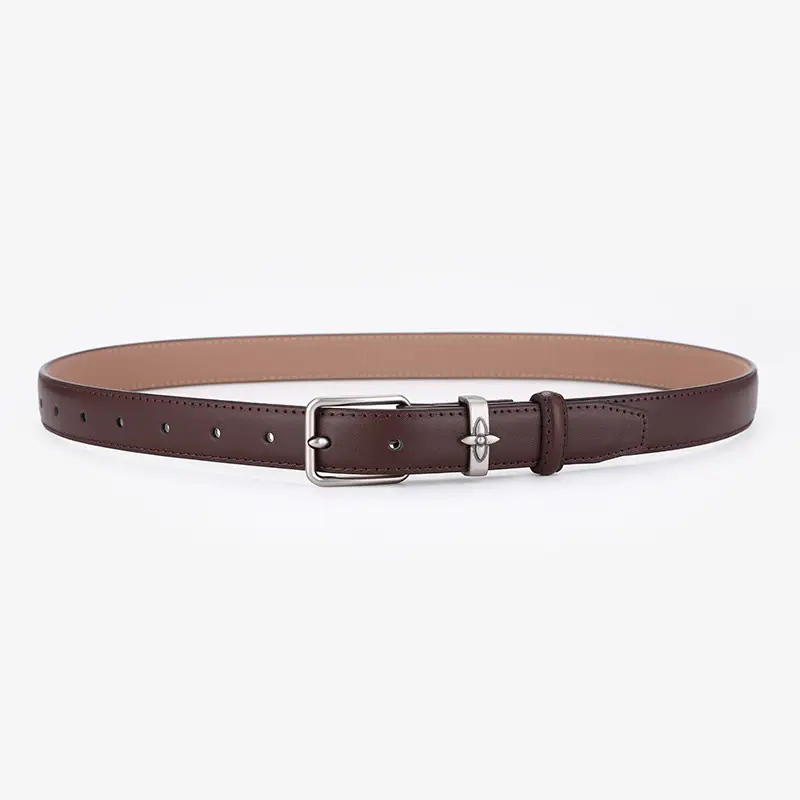 Men's Genuine Leather Belt with Pin Buckle, Beige, Young Men's New Casual - Image 4