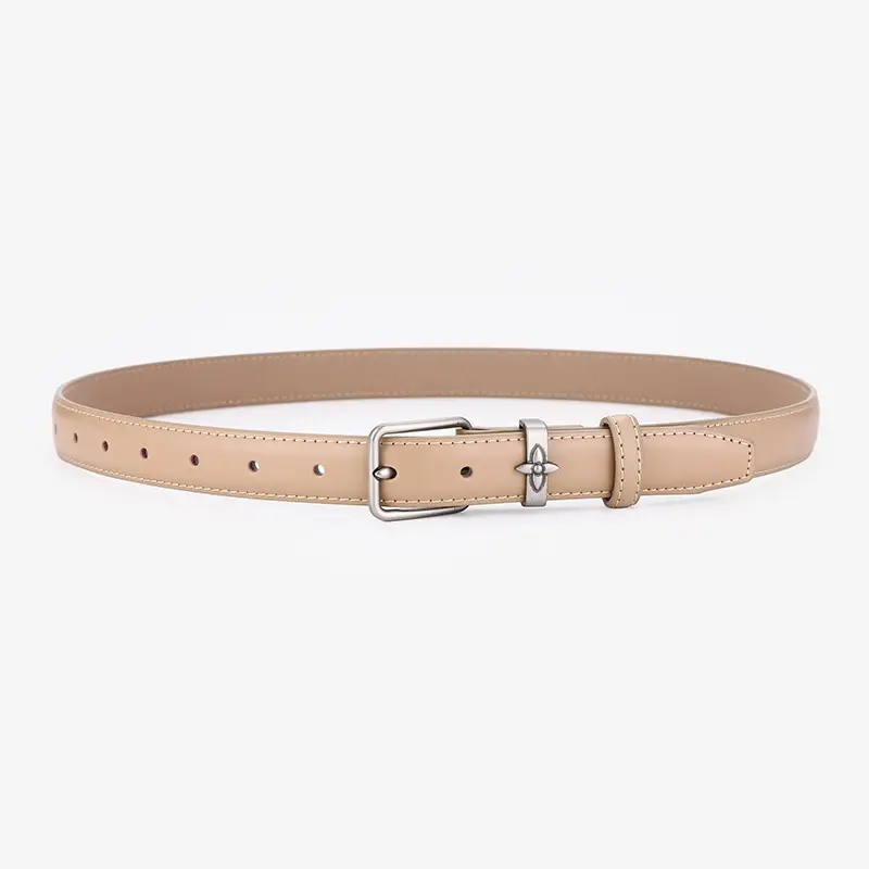 Men's Genuine Leather Belt with Pin Buckle, Beige, Young Men's New Casual - Image 5
