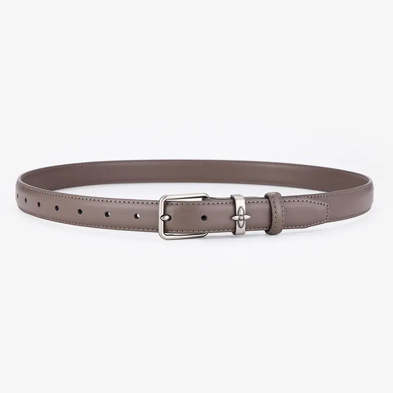 Men's Genuine Leather Belt with Pin Buckle, Beige, Young Men's New Casual - Image 6