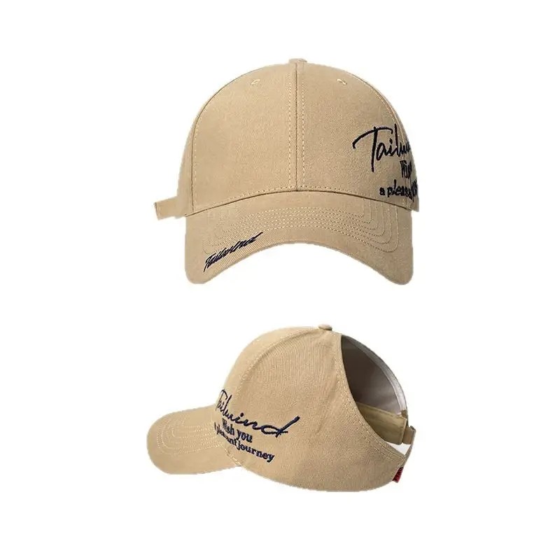Women Baseball Cap with Side Letter Embroidery & Peach Tail Wide Brim