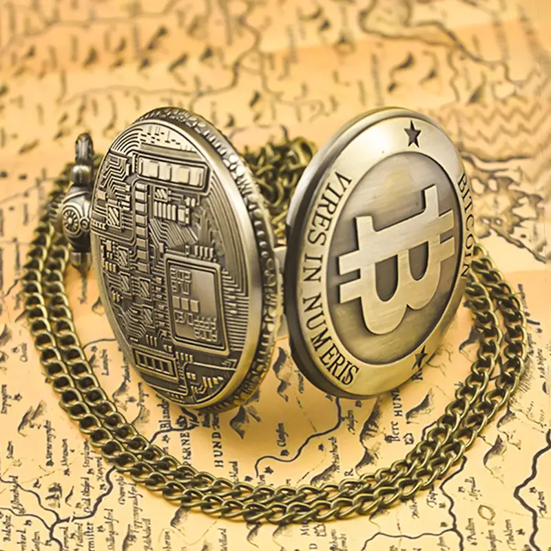 Bitcoin Flip Pocket Watch for Men Women Factory Outlet - Image 4