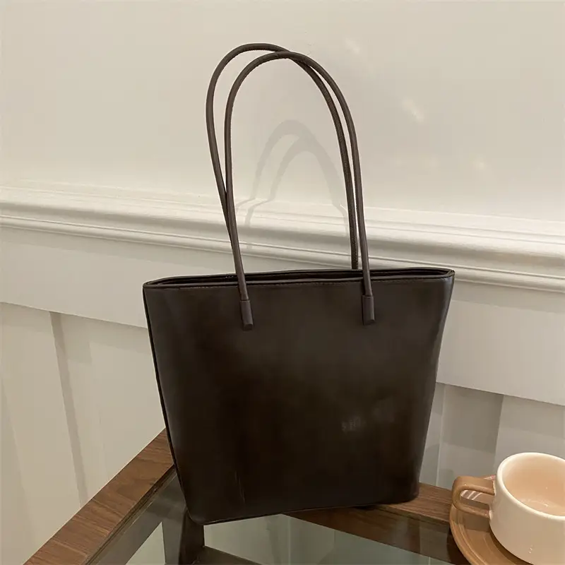 Women's Retro Texture Shoulder Bags Brown Black Large Capacity - Image 7