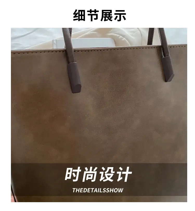 Women's Retro Texture Shoulder Bags Brown Black Large Capacity — feature 2
