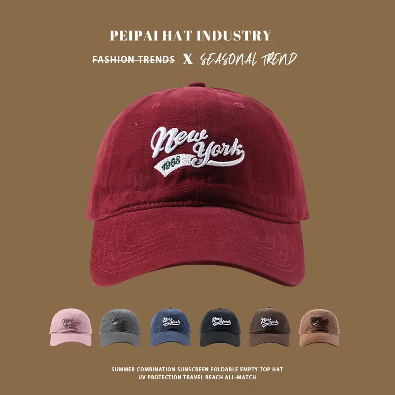 Women's Red New York Old English Embroidered Baseball Cap — feature 1