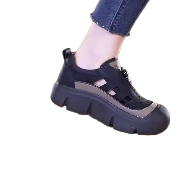 Women's Blue Grey Thick Strap Sandals Summer