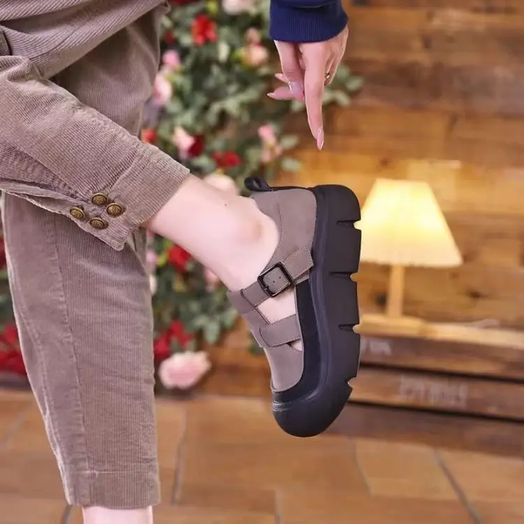 Women's Blue Grey Thick Strap Sandals Summer — feature 12