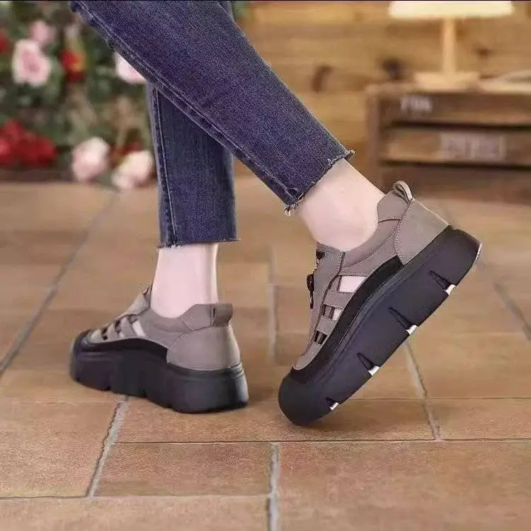 Women's Blue Grey Thick Strap Sandals Summer — feature 8