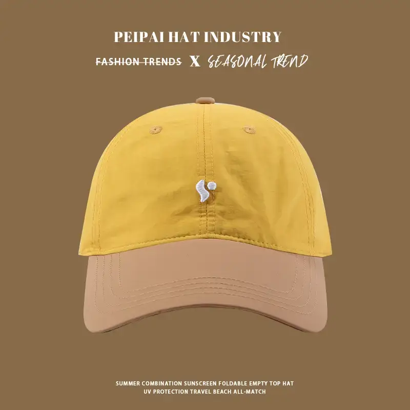 Beige Embroidered Baseball Cap for Men Women Summer