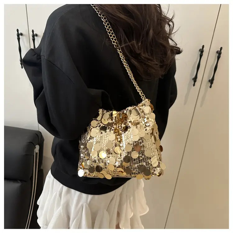 Trendy Gold Sequin Chain Shoulder Bag for Women — feature 25