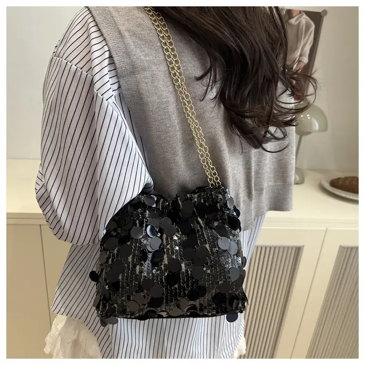 Trendy Gold Sequin Chain Shoulder Bag for Women — feature 28