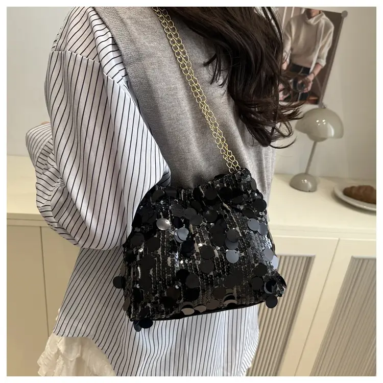 Trendy Gold Sequin Chain Shoulder Bag for Women — feature 29