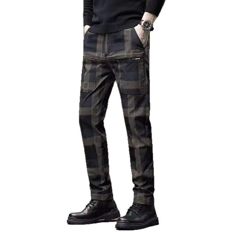 Men Plaid Elastic Waist Straight Casual Pants 2025 - Image 5