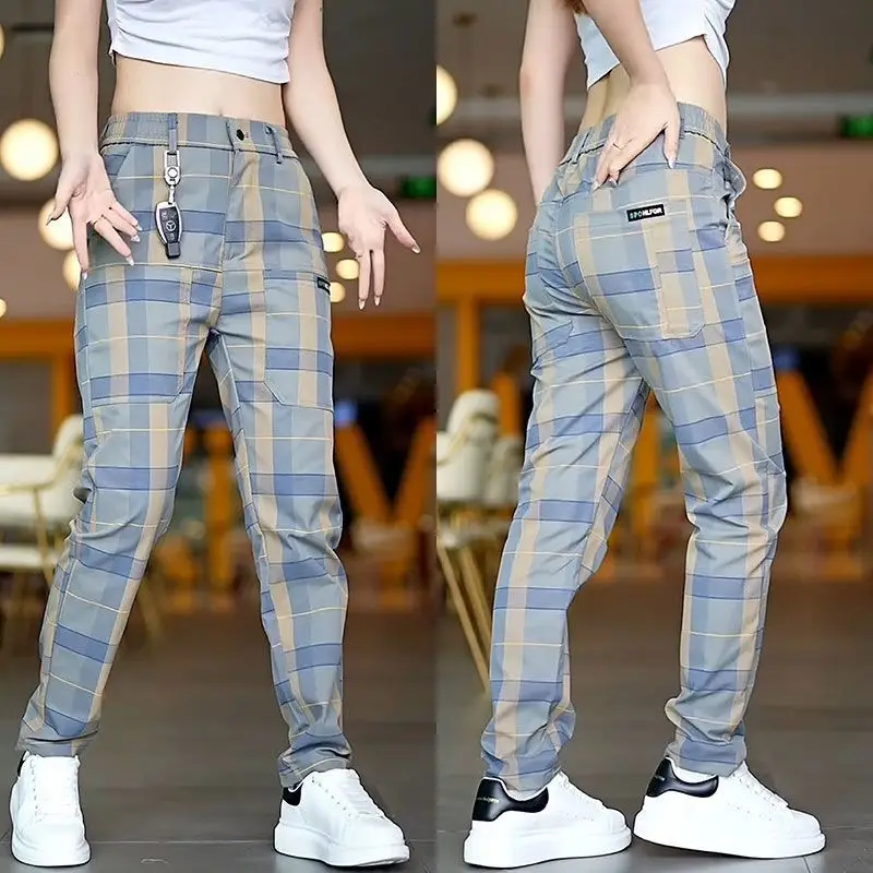 Men Plaid Elastic Waist Straight Casual Pants 2025 — feature 6